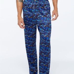 Womens Blue Butterfly  Patterned Pajama Pants